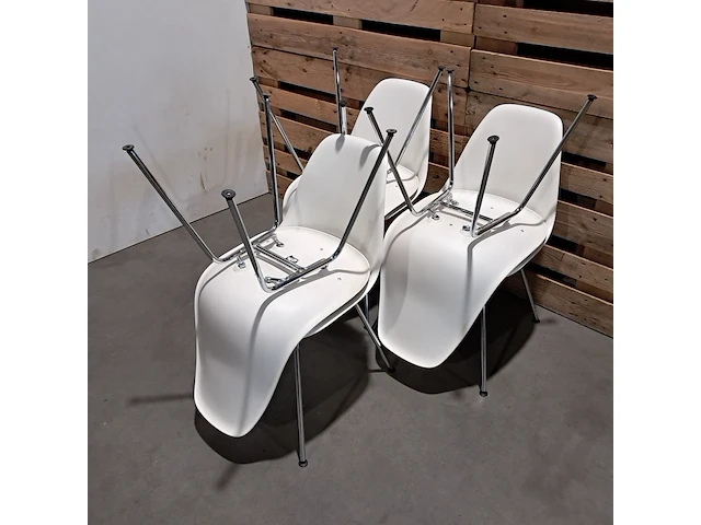 6x design stoel met vast zitkussen, vitra., eames, blauw & groen - afbeelding 8 van  9