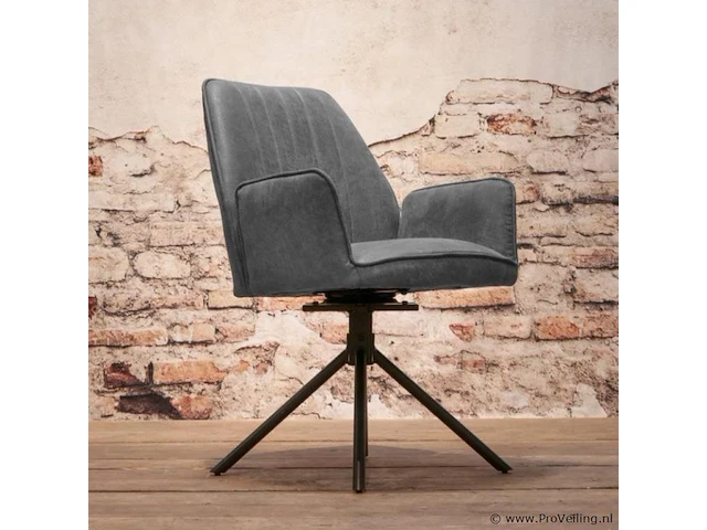 6x eetkamerstoel leon met arm - draaibaar - yacht antraciet - eco leer - afbeelding 8 van  8
