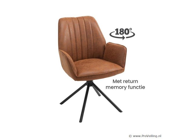 6x eetkamerstoel leon met arm - draaibaar - yacht cognac (bruin) - eco leer - afbeelding 1 van  3