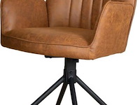 6x eetkamerstoel leon met arm - draaibaar - yacht cognac (bruin) - eco leer - afbeelding 2 van  3