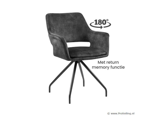 6x eetkamerstoel maestro met arm - draaibaar - adore donker grijs / dark grey - afbeelding 1 van  4