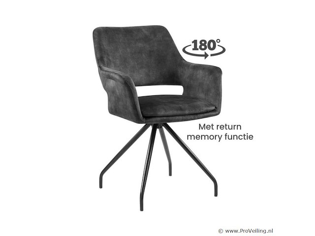 6x eetkamerstoel maestro met arm - draaibaar - adore donker grijs / dark grey - afbeelding 1 van  4