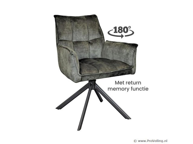 6x eetkamerstoel prego met arm - draaibaar - adore groen / dark green - afbeelding 1 van  4