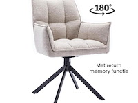 6x eetkamerstoel prego met arm - draaibaar - alpine 01 beige - boucle stof - afbeelding 1 van  3