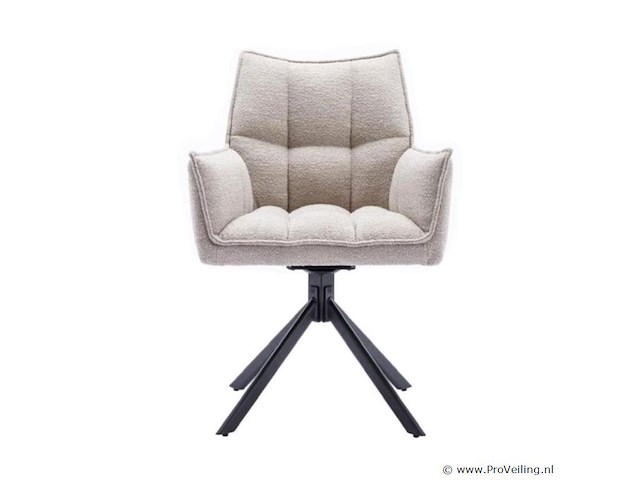 6x eetkamerstoel prego met arm - draaibaar - alpine 01 beige - boucle stof - afbeelding 2 van  3