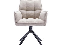 6x eetkamerstoel prego met arm - draaibaar - alpine 01 beige - boucle stof - afbeelding 2 van  3