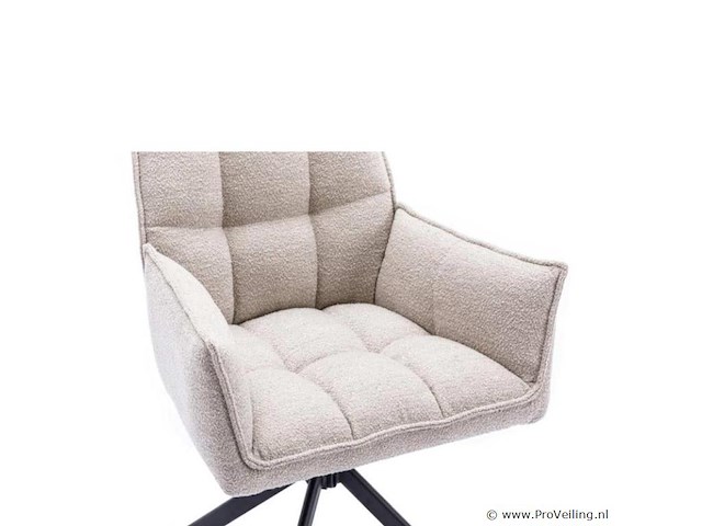 6x eetkamerstoel prego met arm - draaibaar - alpine 01 beige - boucle stof - afbeelding 3 van  3