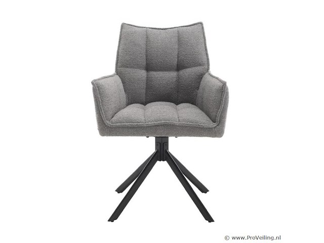 6x eetkamerstoel prego met arm - draaibaar - alpine 149 grijs - boucle stof - afbeelding 2 van  3