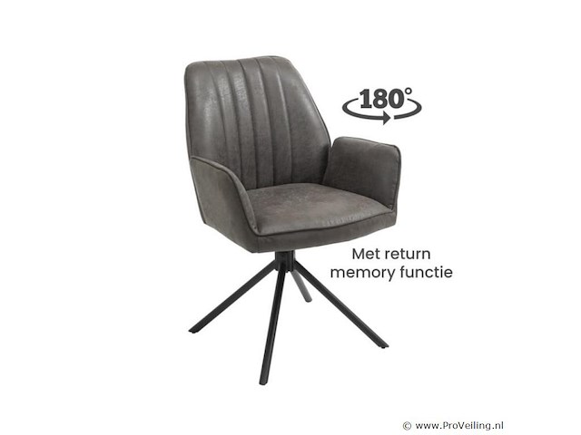6x eetkamerstoel sting met arm - draaibaar - yacht antraciet - eco leer - afbeelding 1 van  8