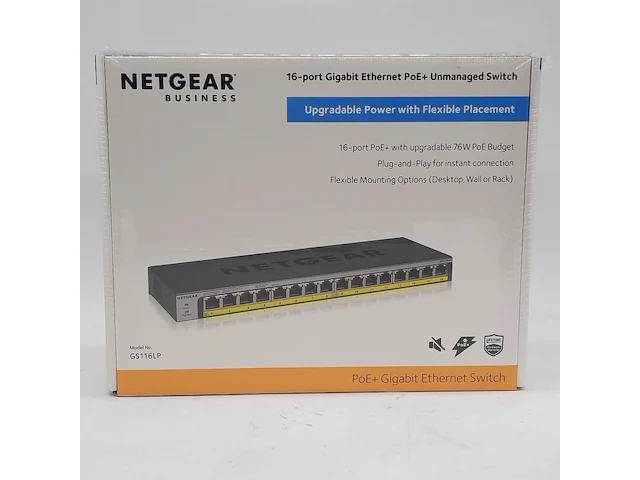 6x ethernet switch, netgear, 16 port gigabit ethernet poe+ unmanaged switch - afbeelding 1 van  5