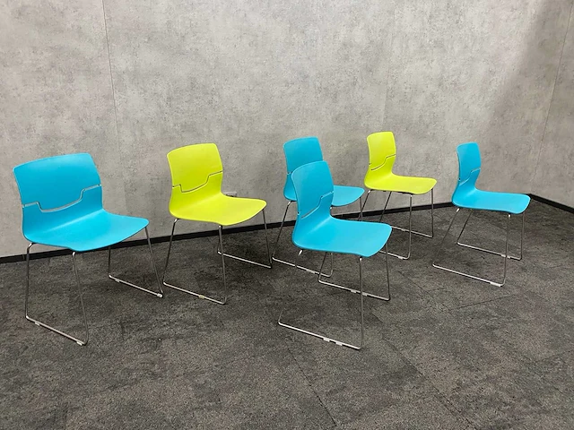 6x gaber slot - nestelbare kantinestoel - blauw, groen - afbeelding 1 van  6