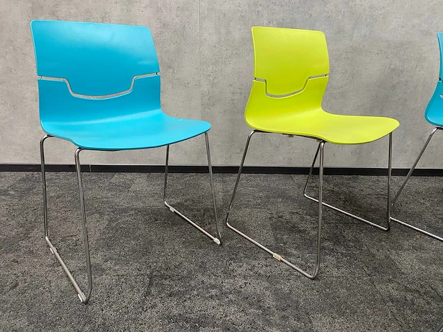 6x gaber slot - nestelbare kantinestoel - blauw, groen - afbeelding 2 van  6