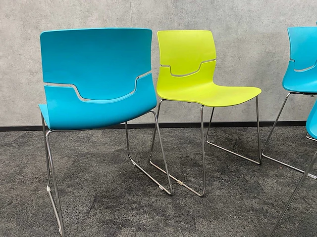 6x gaber slot - nestelbare kantinestoel - blauw, groen - afbeelding 4 van  6