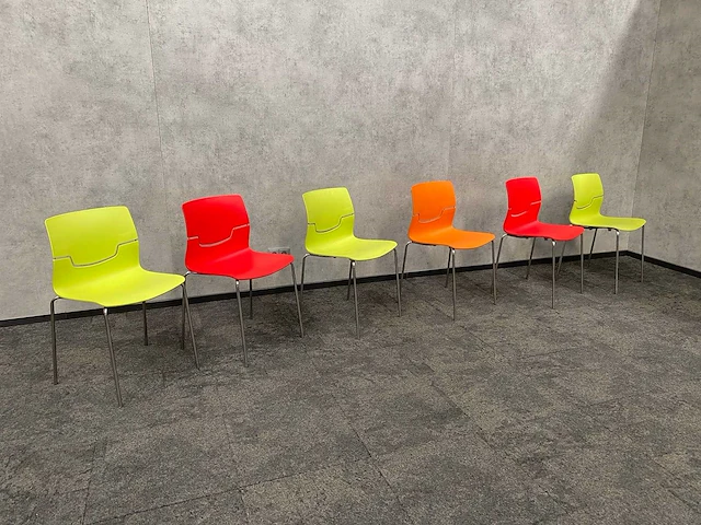 6x gaber slot - nestelbare kantinestoel - groen, rood, oranje - afbeelding 1 van  7