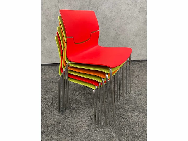 6x gaber slot - nestelbare kantinestoel - groen, rood, oranje - afbeelding 2 van  7