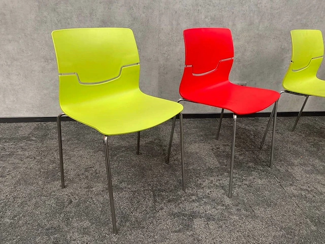6x gaber slot - nestelbare kantinestoel - groen, rood, oranje - afbeelding 5 van  7