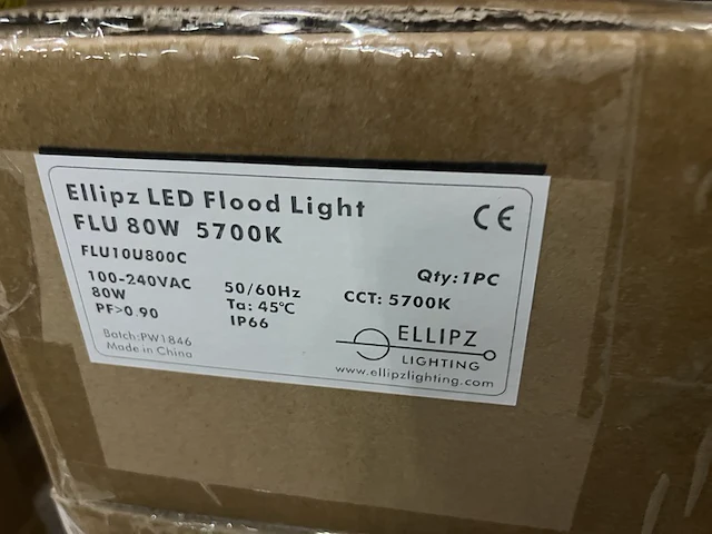 6x led flood light/bouwlamp 80w 5700k ip66 ellipz lighting - afbeelding 5 van  5