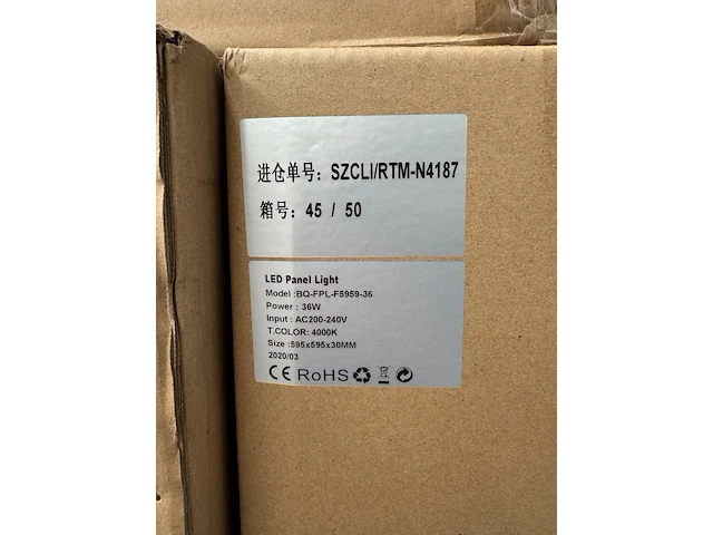 6x led panel light 36w 4000k 595x595x30 mm ellipz lighting - afbeelding 3 van  4