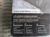 6x lits- jumeaux dekbed overtrek 240x200, love and relax grey - afbeelding 2 van  3