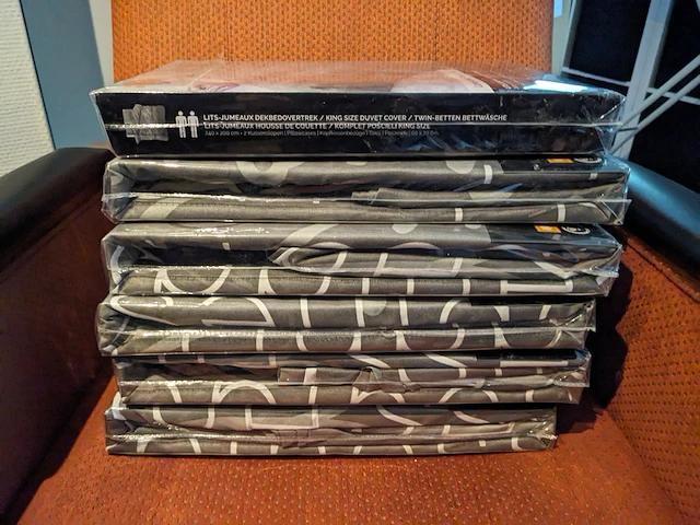 6x lits- jumeaux dekbed overtrek 240x200, love and relax grey - afbeelding 3 van  3