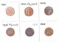 6x munten koningin wilhelmina , 1916-1941 - afbeelding 1 van  2
