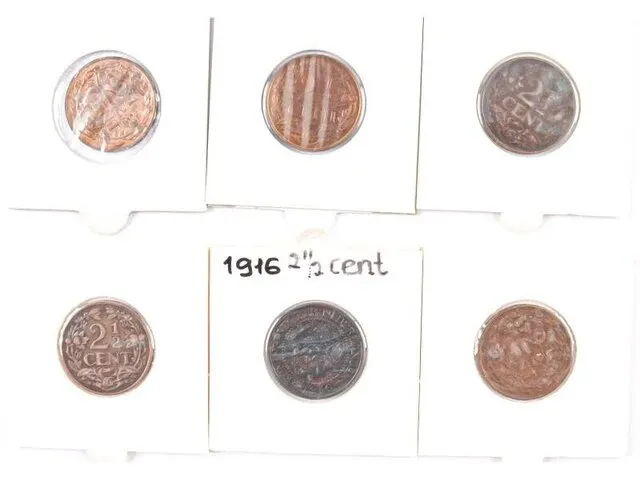 6x munten koningin wilhelmina , 1916-1941 - afbeelding 2 van  2