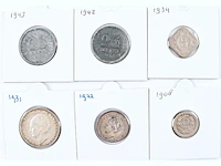 6x munten koningin wilhelmina (o.a. zilver) 1908-1943 - afbeelding 1 van  2