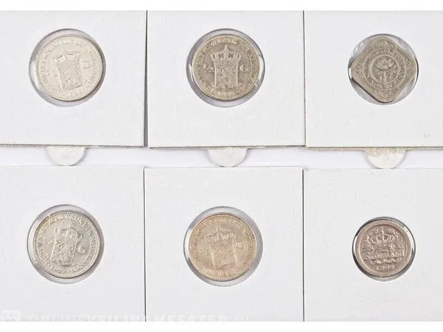 6x munten koningin wilhelmina (o.a. zilver) 1909-1929 - afbeelding 2 van  2
