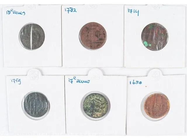 6x oude munten vanaf 17e eeuw - afbeelding 1 van  1