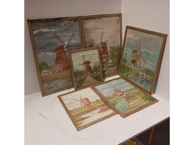 6x schilderij van verschillende molens, w. warmer - afbeelding 1 van  12
