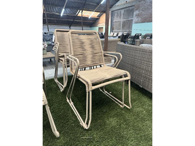 6x tuinstoel lux outdoor living, zand - afbeelding 1 van  6