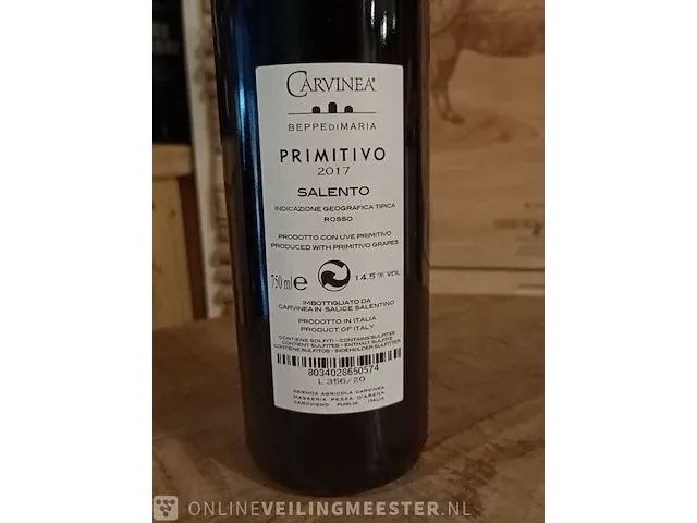 6x wijn carvinea, puglia, italië, primitivo, 2017 - afbeelding 2 van  3