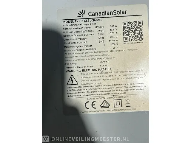 6x zonnepanelen canadian solar, canadian solar cs3l-360ms, zwart - afbeelding 3 van  3