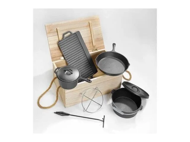 7-delige dutch oven set el fuego, zwart/bruin - afbeelding 1 van  3