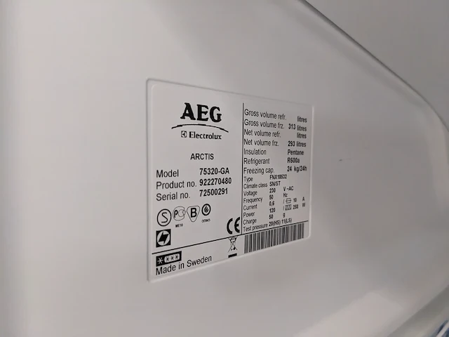 7 laden vriezer no frost aeg no frost, 75320-ga, wit - afbeelding 5 van  5