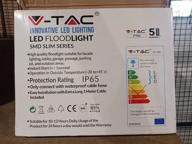 7x bouwlampen smd 200 watt, v-tac, vt-200, wit, 2020 - afbeelding 3 van  4
