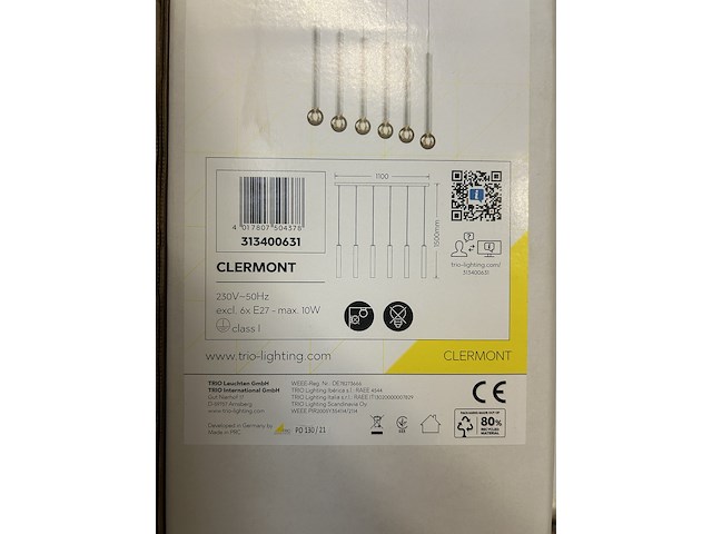 7x design hanglamp 6-lichts, clermont - afbeelding 4 van  4