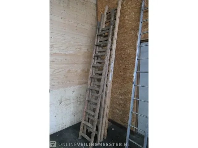 7x houten ladder met 2x aluminium ladder, diverse soorten - afbeelding 3 van  5