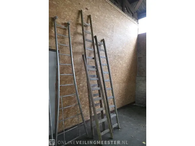 7x houten ladder met 2x aluminium ladder, diverse soorten - afbeelding 5 van  5