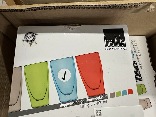 7x set van 2 dubbelwandige glazen 400 ml bedida, blauw - afbeelding 2 van  2