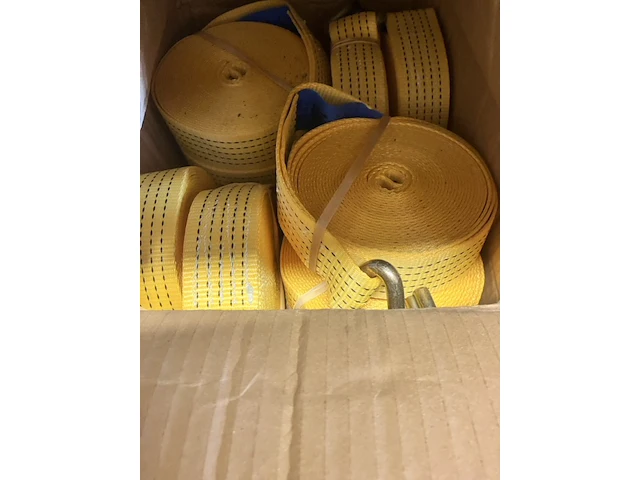 8 gele spanbanden zonder ratelstuk 50mm breed - afbeelding 1 van  5