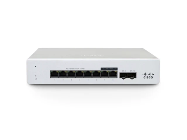 8-poorts cloud managed layer 2 poe netwerk switch cisco meraki, ms130-8p - afbeelding 1 van  3