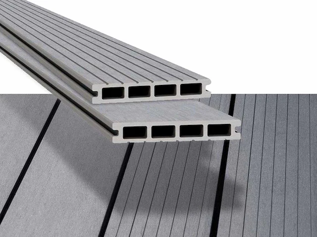 8,5 m² composiet vlonderplank grijs 420x14.5x2.3 cm - afbeelding 1 van  6