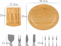 8x bamboe kaasplank met accessoires - afbeelding 3 van  3