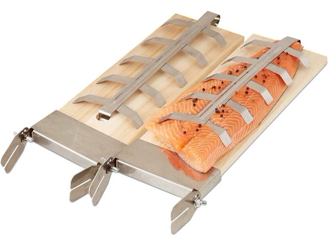 8x barbecue rookplank met rvs klemmen meateor - afbeelding 2 van  8