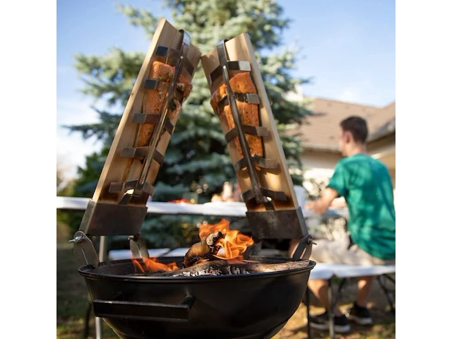 8x barbecue rookplank met rvs klemmen meateor - afbeelding 3 van  8