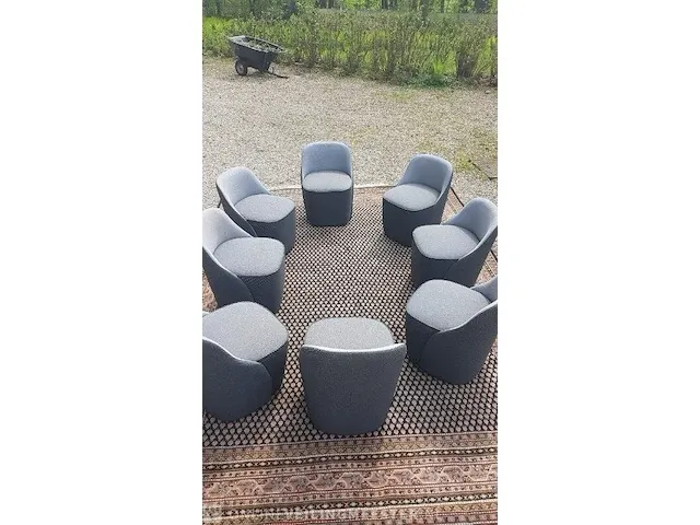 8x designstoel langranja, room pouf, grijs/blauw, bouwjaar 2021 - afbeelding 1 van  9
