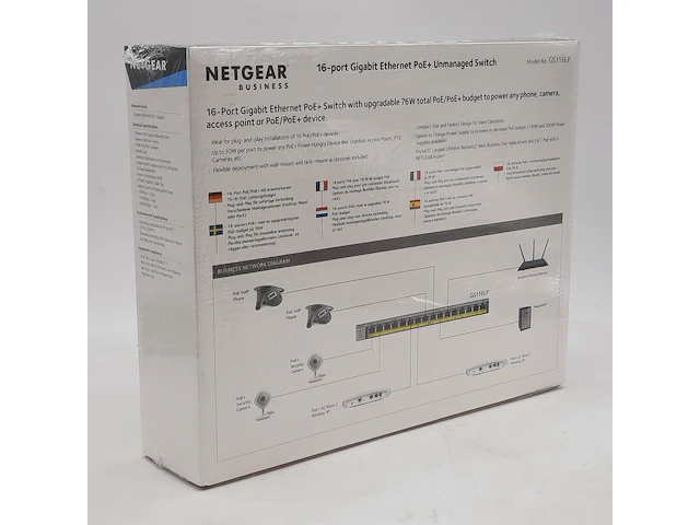 8x ethernet switch, netgear, 16 port gigabit ethernet poe+ unmanaged switch - afbeelding 3 van  5