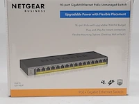 8x ethernet switch, netgear, 16 port gigabit ethernet poe+ unmanaged switch - afbeelding 1 van  5