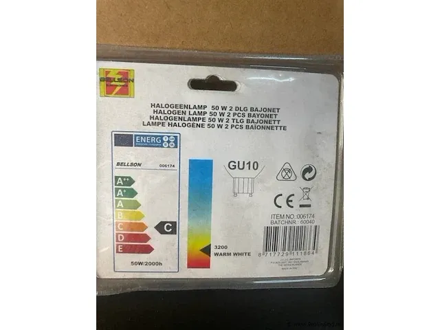8x halogeenlamp 50watt 2 delig bajonet 220 volt gu10 - afbeelding 2 van  2
